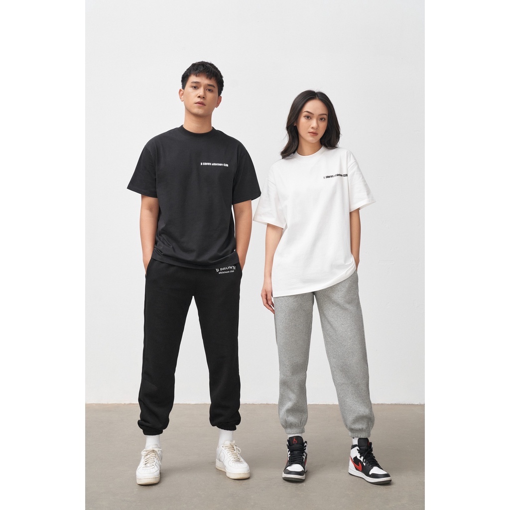 Quần Sweatpants nỉ bông cao cấp, form rộng unisex nam nữ, local brand B Brown