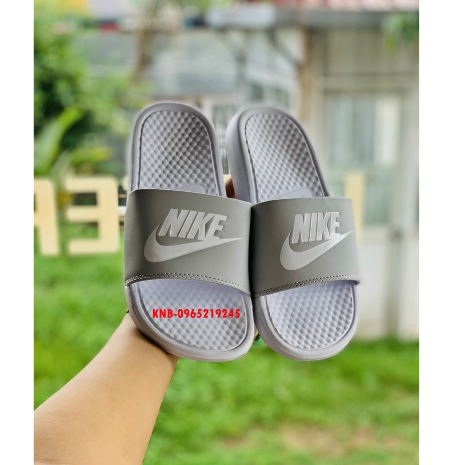 Dép nike nam nữ, dép quai ngang nam nữ unisex nike benassi cartoon ❤️FREESHIP + Hộp❤️ màu trắng quai xám