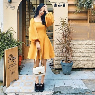 Đầm Dáng Xòe Voăn Tay Phồng
