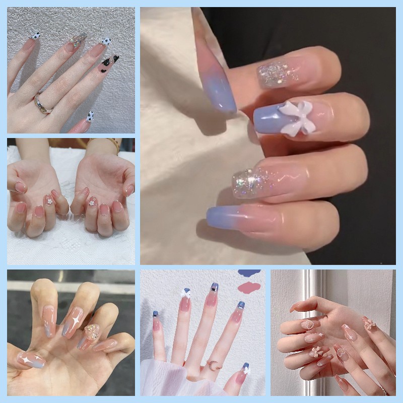 Bộ 24 móng giả dài nhiều mẫu tùy chọn kèm keo mẫu mới về