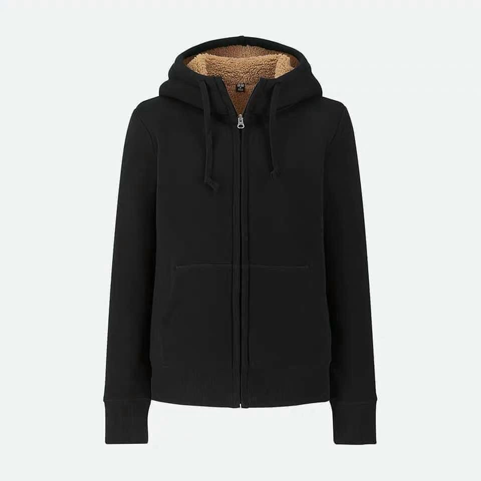 AKN5 - ÁO NỈ ĐEN HOODIE LÓT LÔNG CỪU NAM NỮ | BigBuy360 - bigbuy360.vn