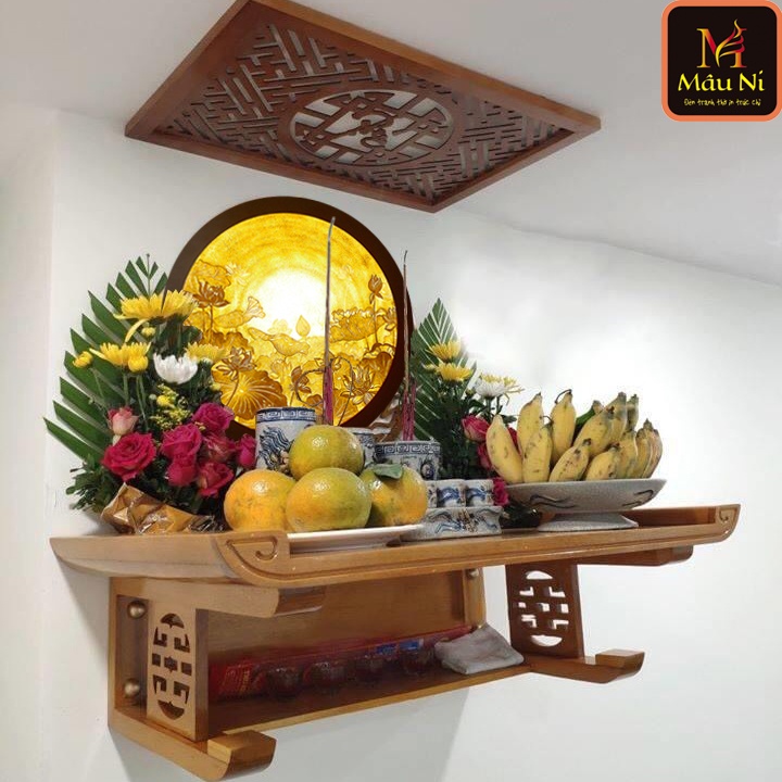 ĐÈN THỜ MÂU NI tròn nhiều cỡ in tranh trúc chỉ 198, đèn vách ban thờ, để sau tượng phật