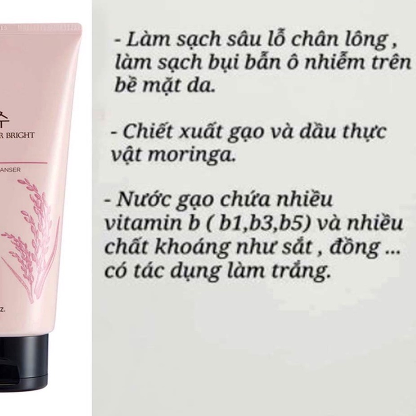 Sữa Rửa Mặt Dưỡng Trắng Da Chiết Xuất Từ Gạo The Face Shop Rice Water Bright Cleansing Foam 150ml