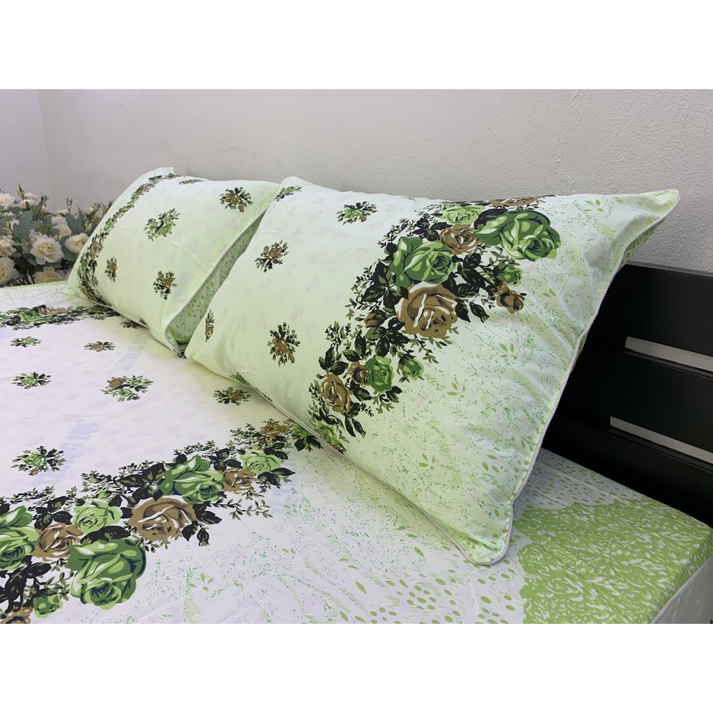 Drap Cotton 100% Thắng Lợi Mẫu Mới Mát Mềm Mịn Đẹp Vượt Thời Gian - Mẫu Hoa Nhí Xanh