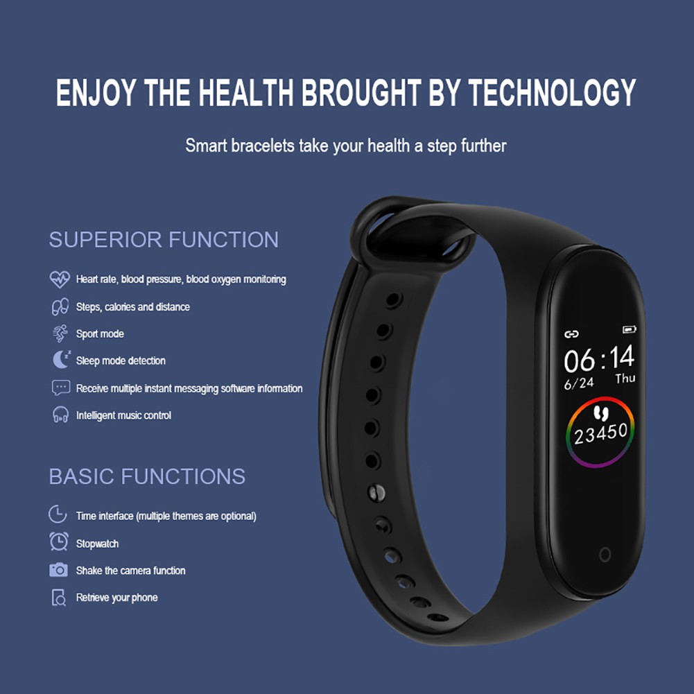 Heart Rate Blood Pressure Sleep Monitoring Sports Watch for M4 Smart Bracelet