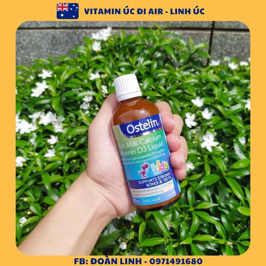 Canxi khủng long cho bé Ostelin Kids Milk Calcium & D3 , Hàng chuẩn úc, Cho Trẻ Từ 7 Tháng Tuổi