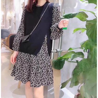 Set váy hoa nhí pha thân len