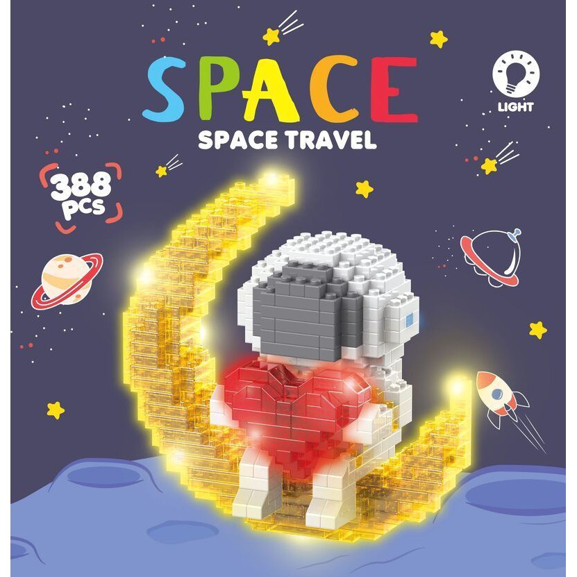 Bộ đồ chơi xếp hình Lego phát sáng Phi Hành Gia ngồi trên trăng