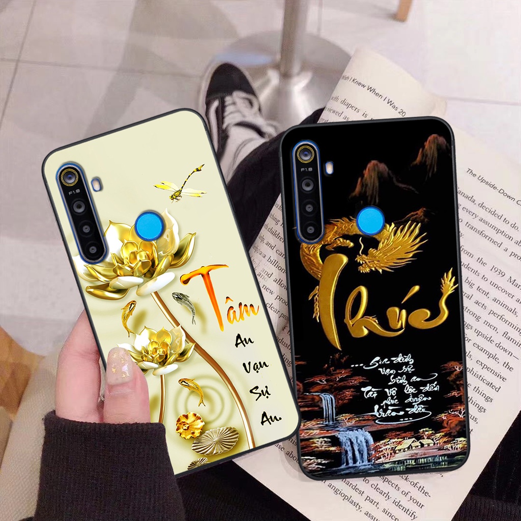 Ốp lưng Realme 5 / 5 Pro / C3 phiên bản cha mẹ - vợ chồng- chữ thư pháp Tâm, nhẫn, phúc lộc thọ cực đẹp và ý nghĩa