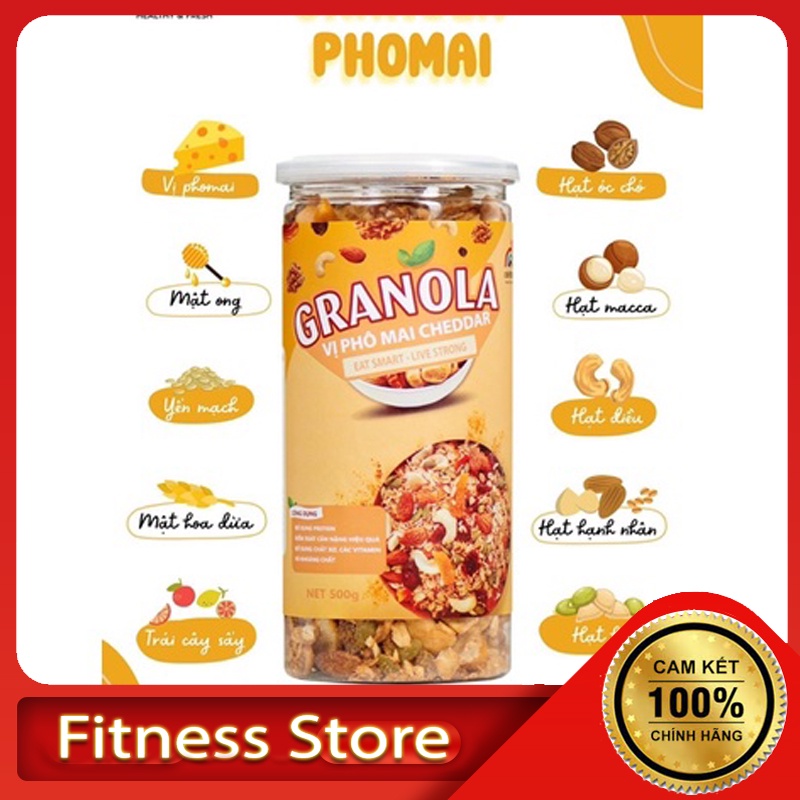 Ngũ cốc Granola Siêu Hạt 500g Giảm Cân Hạt Dinh Dưỡng Ăn Kiêng Tiện Lợi Nhanh Gọn Healthy Giảm Béo Ăn Vặt Ăn Phụ