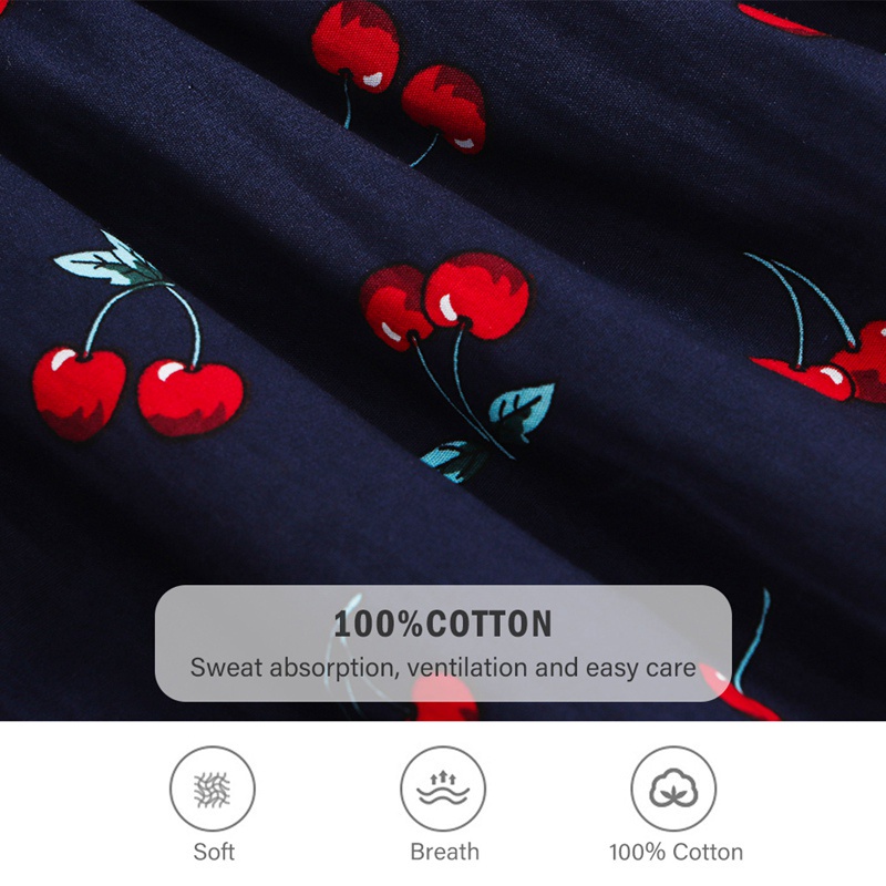 Đầm cotton hai dây in hình quả cherry xinh xắn cho bé gái từ 2-7 tuổI