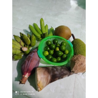 Com bo . mít chín.rau làng. chanh. chuối xiêm. sả cây