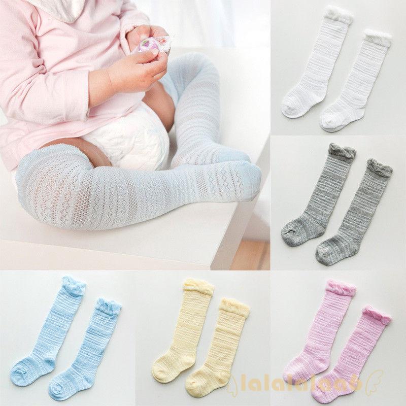 Vớ cotton phối ren dài đến đầu gối cho bé gái