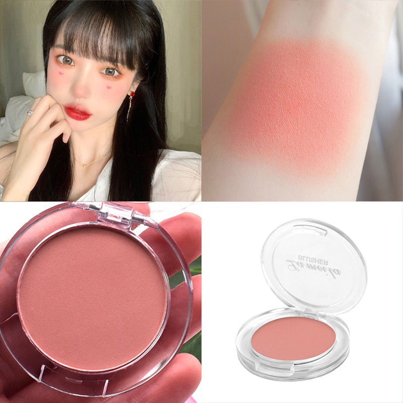 6 Colors Single Blush Palette Face Cream Concealer Foundation Powder Waterproof Lasting Face Rouge Powder Natural Peach Blusher