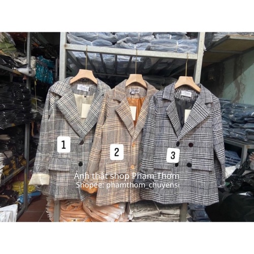 Áo dạ kẻ nữ lật tay