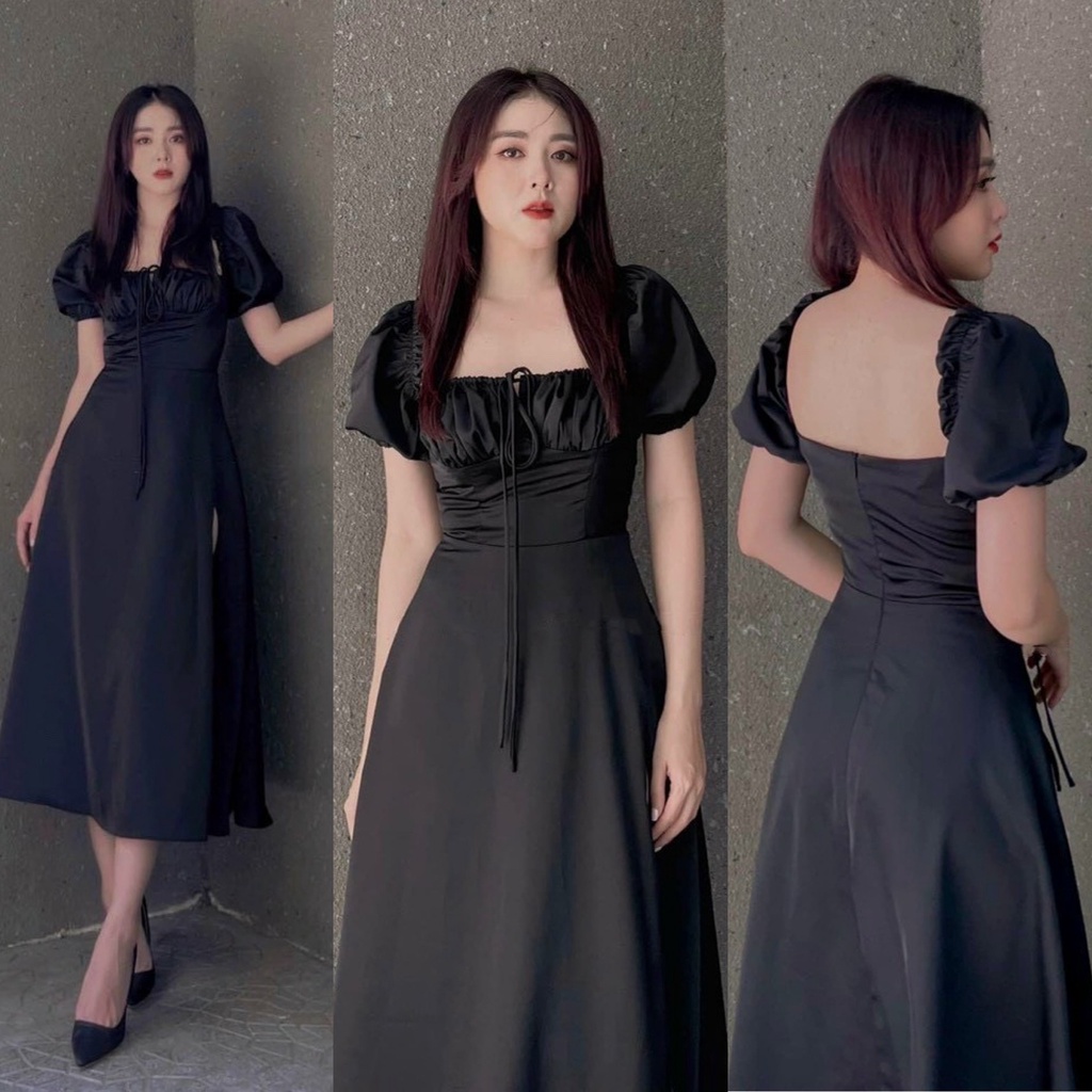 ĐẦM MAXI HOA CỔ U XẺ TÀ