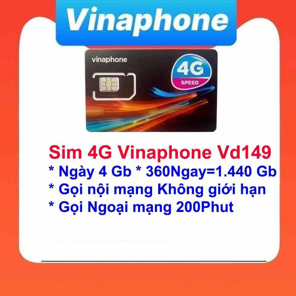 SIM VINA VD149-1440GB, VD89(D60G)-720GB, C90N-1440GB MIỄN PHÍ 12 THÁNG