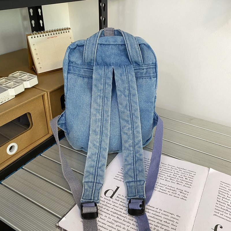 Ba Lô Denim In Hình Mèo Chanh Thời Trang Dành Cho Nữ