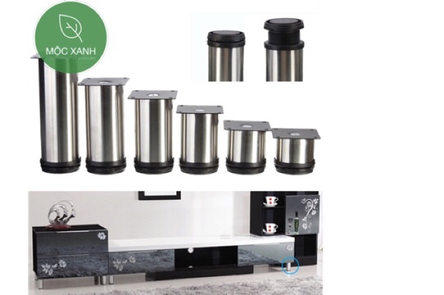 Chân inox tăng chỉnh 6cm, chân kệ tivi, tủ bếp, tủ áo, bàn