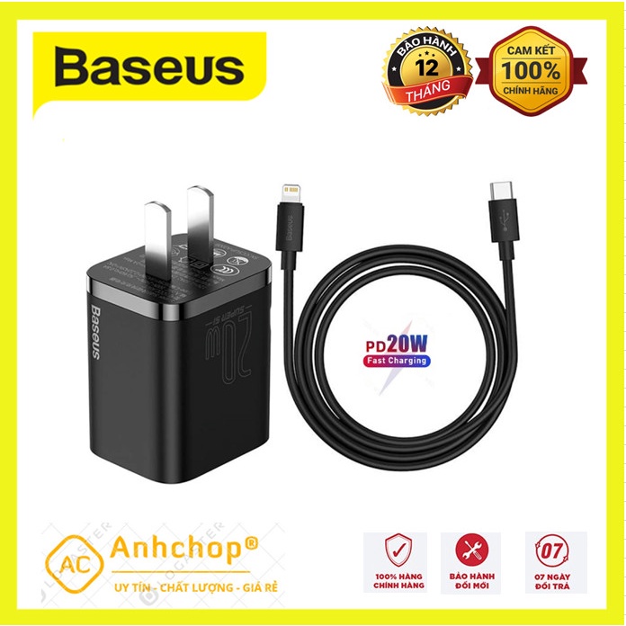 Bộ sạc nhanh Baseus 20W PD Super Si Type C Hỗ Trợ Sạc Nhanh QC3.0  Cho Android / iPhone