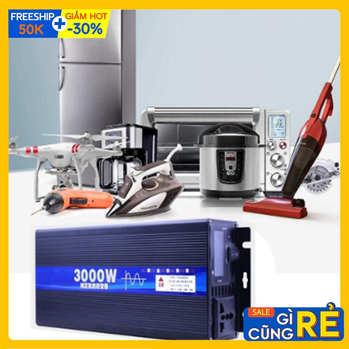 Bộ kích điện - Chuyển đổi điên 12v 3000W Sin chuẩn có đồng hồ hiển thị công suất