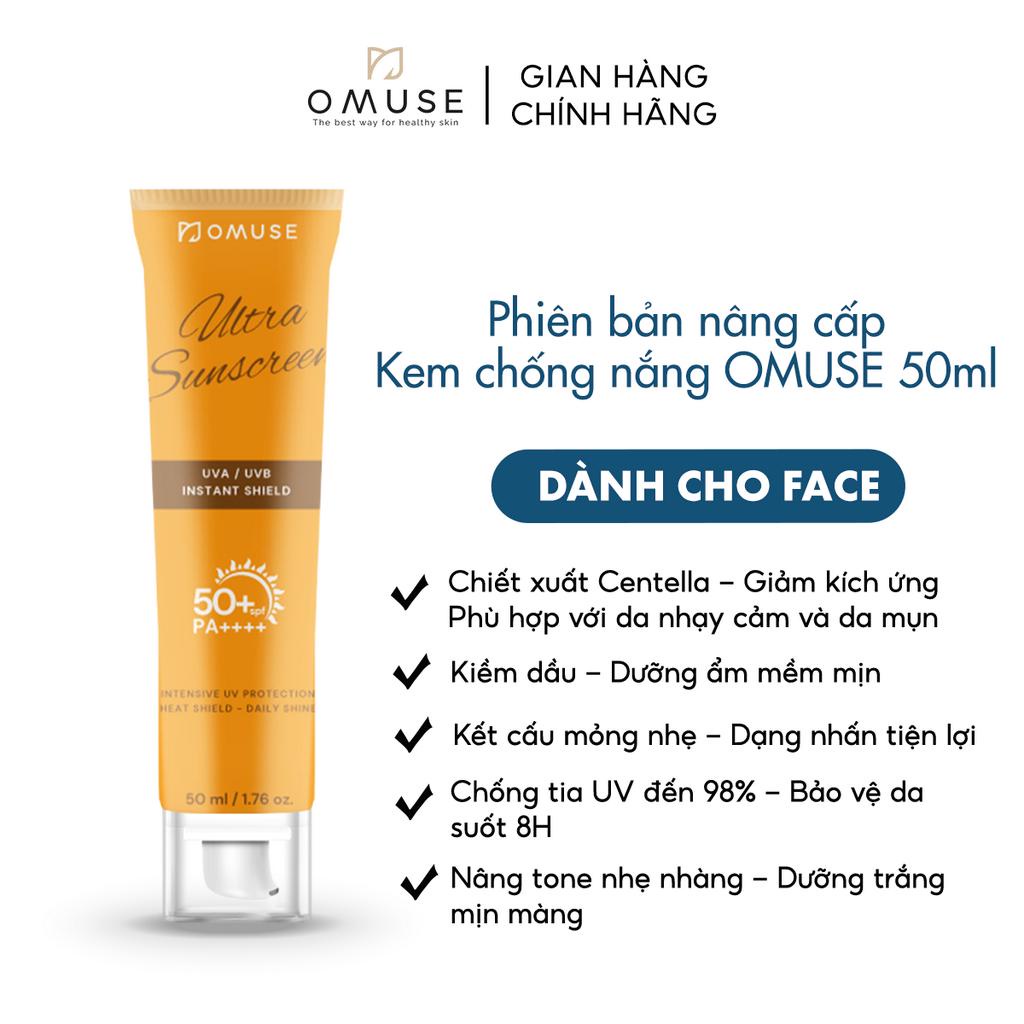 Kem chống nắng da mặt OMUSE Ultra Suncreen SPF 50+ PA++++ 50ml dành cho da khô