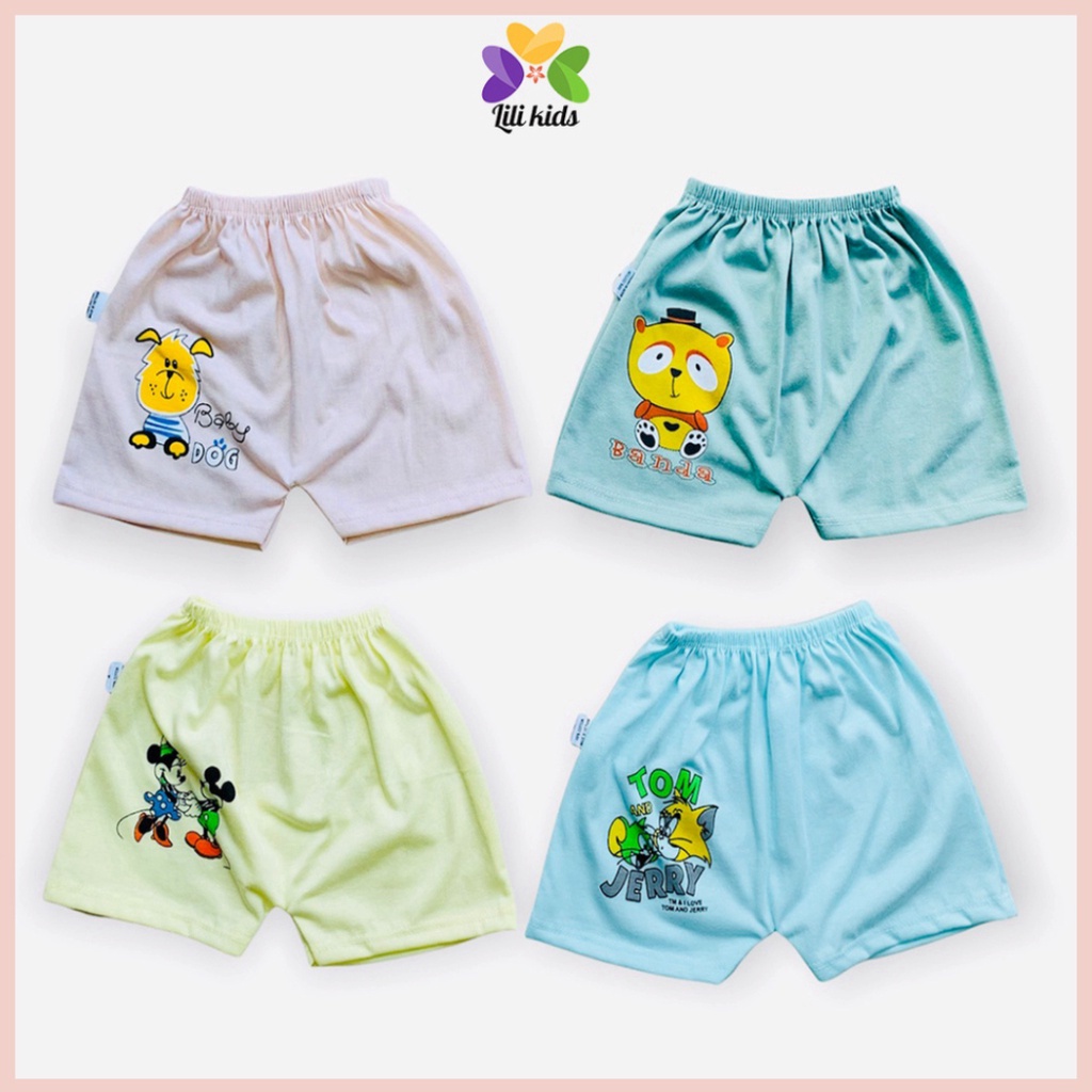 Quần đùi cho bé LILIKIDS bé trai và bé gái quần ngắn cotton cho bé trai bé gái in mông QC02