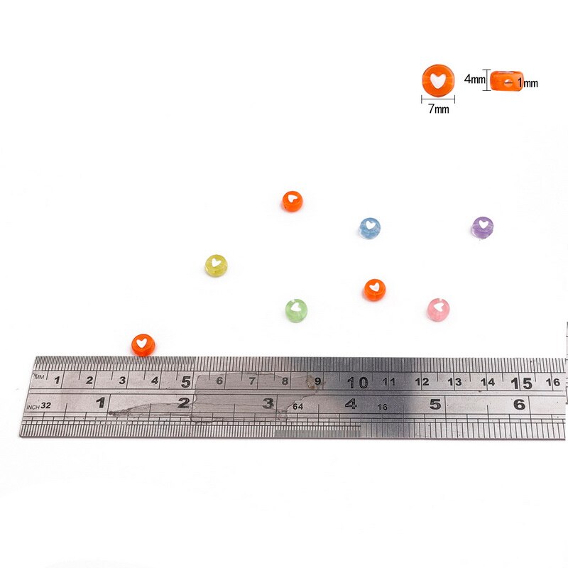 Bộ 100 hạt nhựa acrylic trong suốt hình trái tim kích thước 7mm làm trang sức