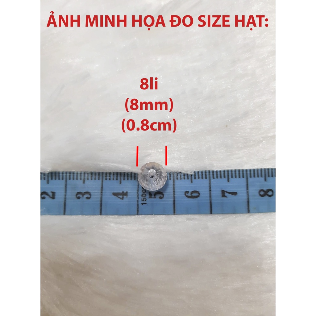 Hạt đá pha lê tròn giác size 8mm 10mm cườm xỏ vòng lắc tay lấp lánh
