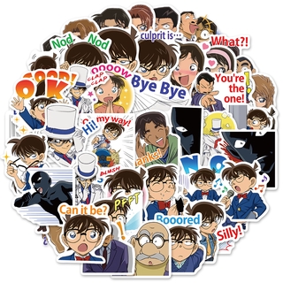 Set 50 miếng dán hình nhân vật hoạt hình Conan bằng PVC kháng nước trang trí thủ công