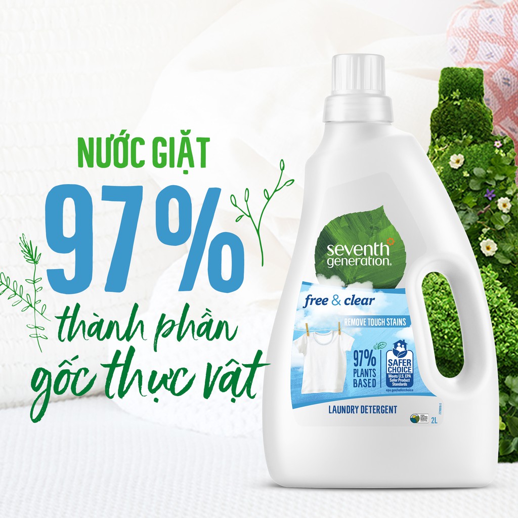 [Mã FMCGMALL - 8% đơn 250K] Nước giặt gốc thực vật Seventh Generation 2L (Chai)