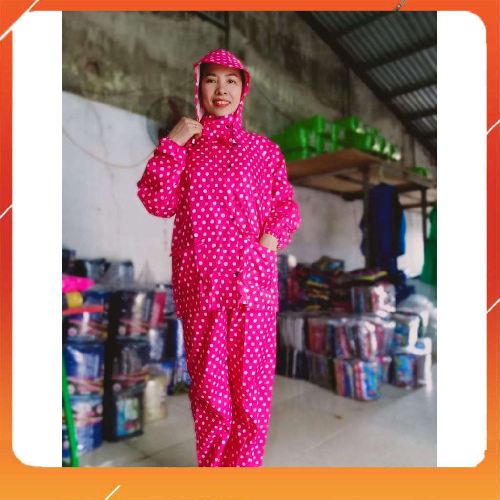BỘ ÁO ĐI MƯA CAO CẤP DÀNH CHO 1 NGƯỜI VẢI DÙ HỌA TIẾT CHẤM BI. HÀNG SẴN, GIÁ SỈ, ĐƯỢC CHỌN MÀU - Huyền Cơ Store