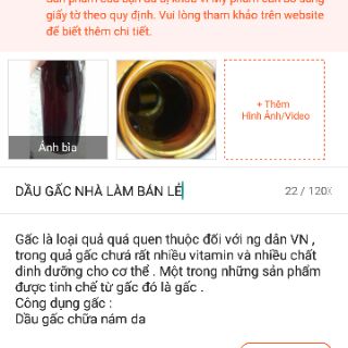 Dầu gấc nguyên chất nhà làm