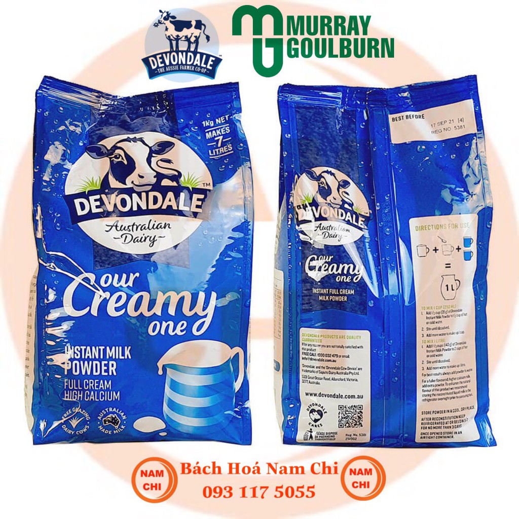 Sữa Bột Nguyên Kem Devondale 1kg - Nhập Khẩu NewZealand