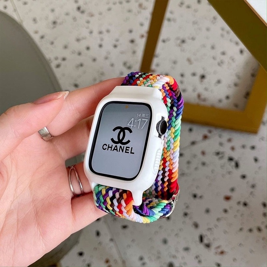 Dây đeo đồng hồ nylon màu kẹo 2 trong 1 thích hợp cho iWatch 7 6 SE 5 4 3 2 1 size 41mm 45mm 44mm 42mm 40mm 38mm