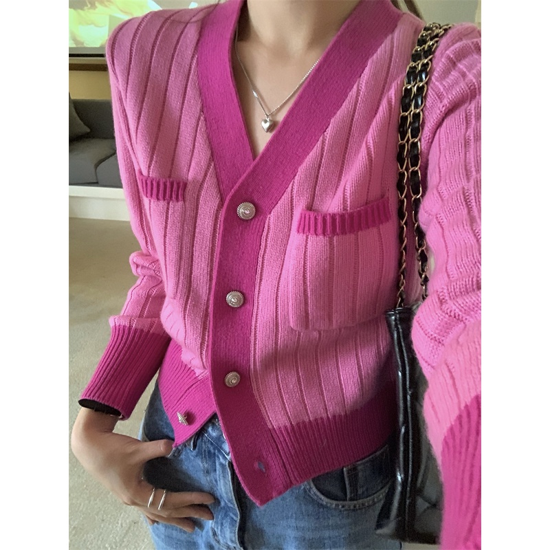 ZHELIHANGFEI Áo Khoác Cardigan Dệt Kim Tay Dài Cổ Chữ V Eo Cao Trẻ Trung Quyến Rũ