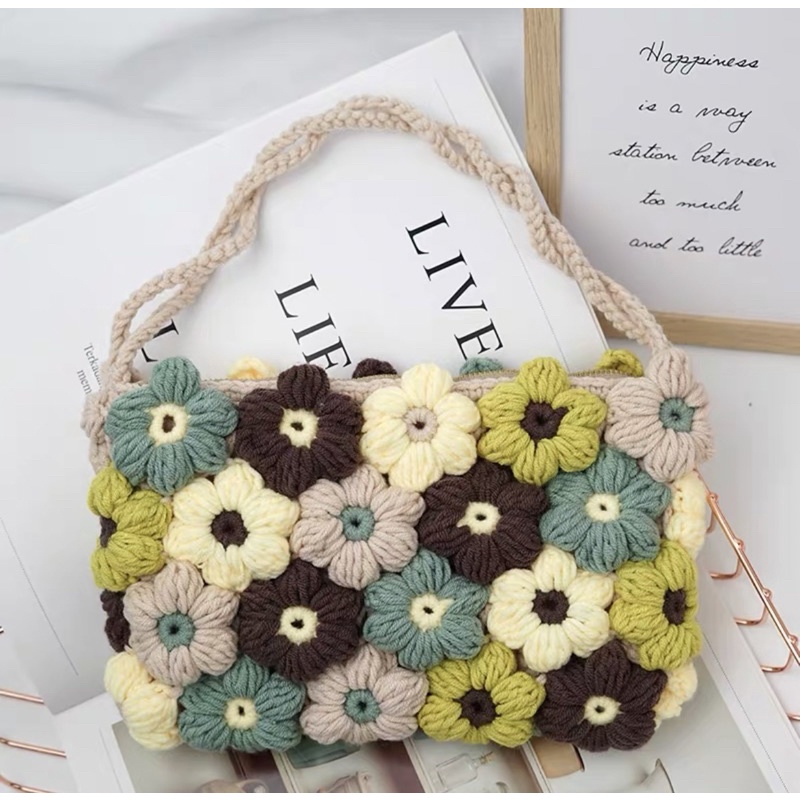 [Mẫu Mới 2022] DIY Combo Nguyên Liệu Làm Túi Bông Hoa Nhiều Màu  - Qùa Tặng Handmade Ý Nghĩa ( Có Video Hướng Dẫn)
