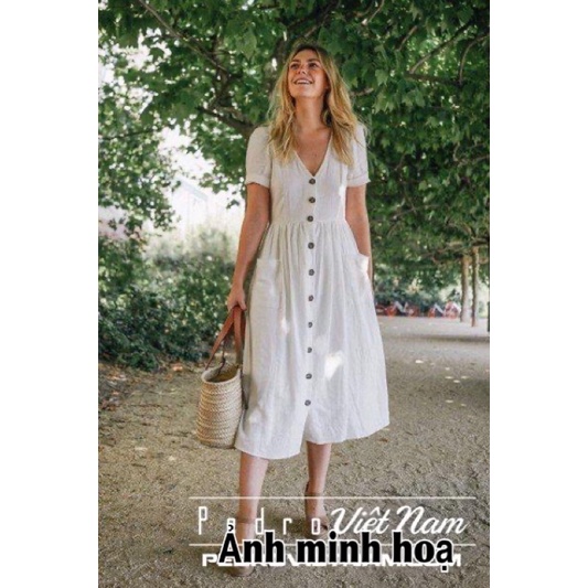 Đầm Suông Kẻ Sọc Linen Xuất Dư Xinn