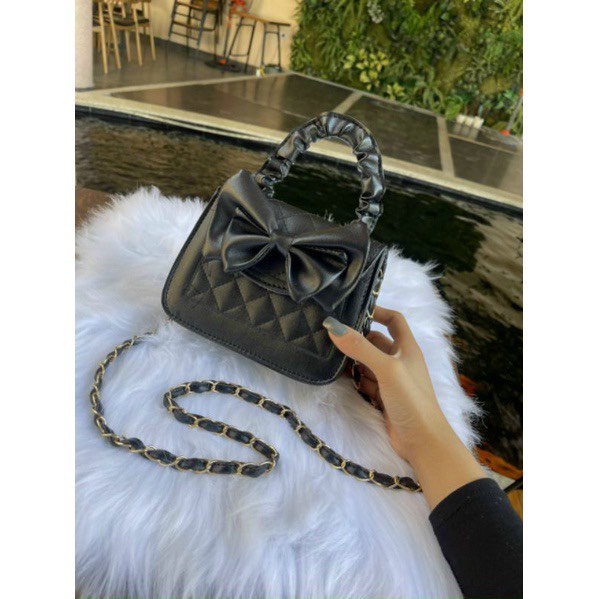 Túi xách nữ đẹp, túi đeo chéo phối nơ đi chơi xinh xắn PK 385