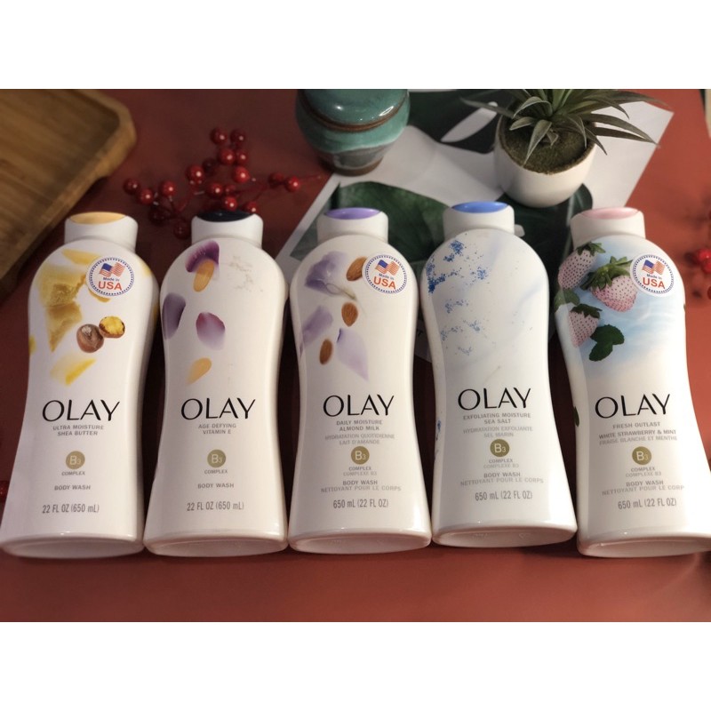 [650ml-364ml-USA] Sữa tắm Olay Mỹ 650ml -Hoa lan-Muối- Lan-hạnh nhân-vàng- ĐEN(LÃO HOÁ) - Nhập khẩu chính hãng