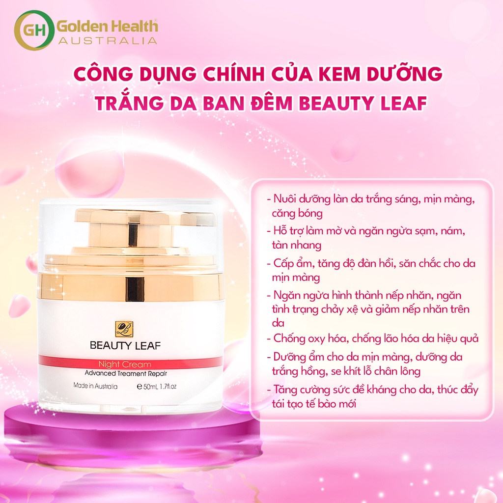 [GOLDEN HEALTH] Kem dưỡng trắng da ban đêm Beauty Leaf Whitening Complex 50ml