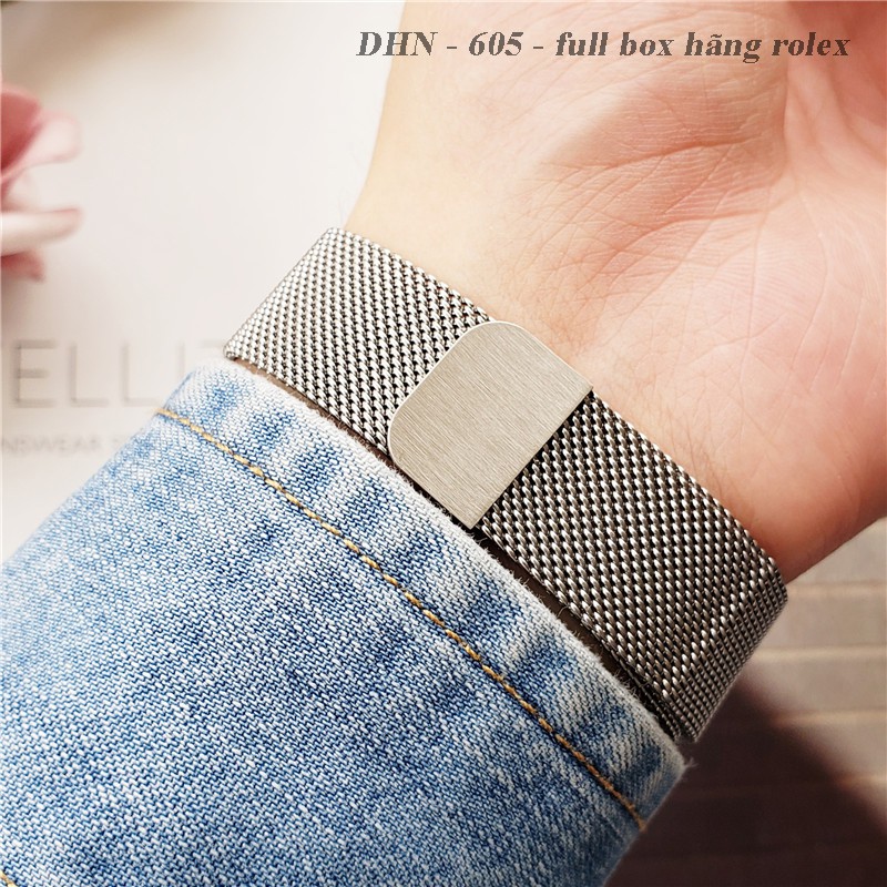 Đồng hồ nữ RL máy pin mặt tròn viền đá, dây hợp kim chống gỉ DHN605   shop106