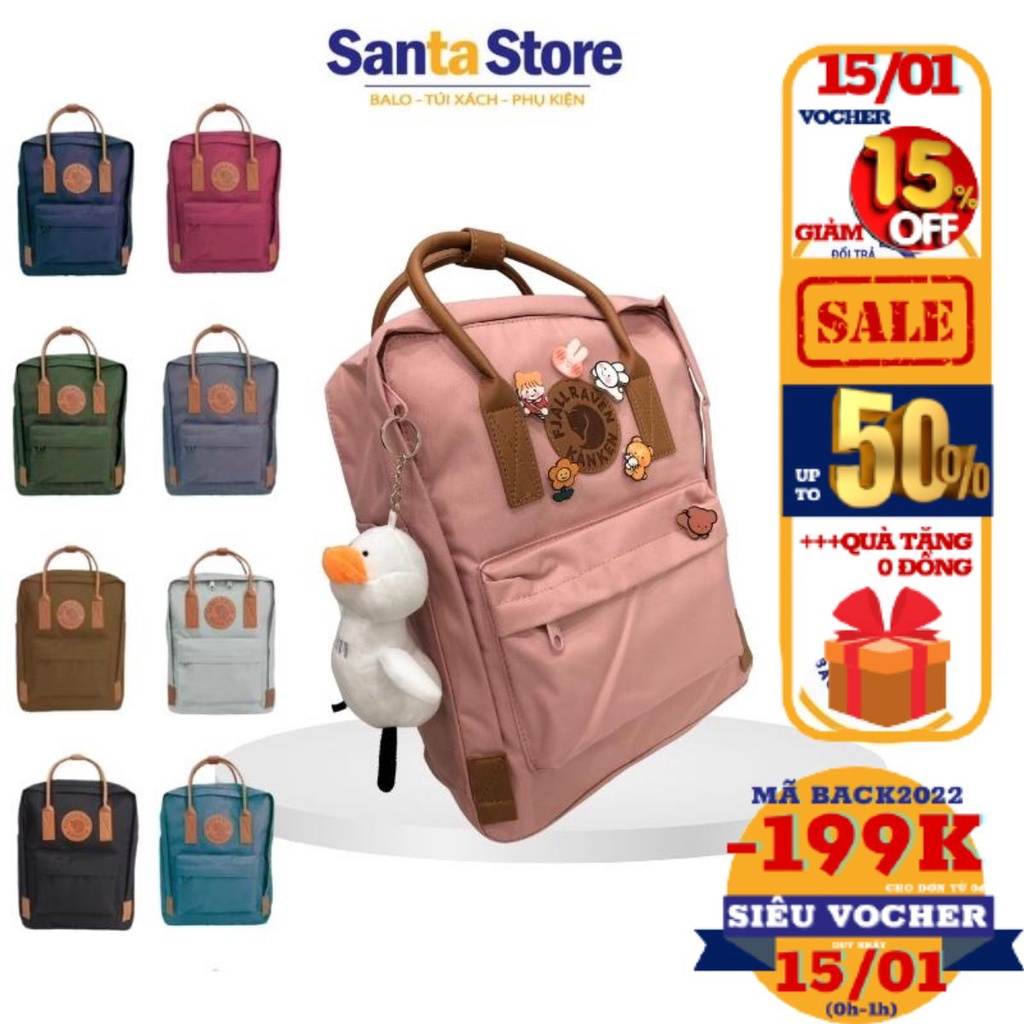 Balo thời trang nam nữ Hàn Quốc SANTA STORE KKN2 quai da đi học đựng Laptop, sách vở kiểu basic vải chống nước cao cấp