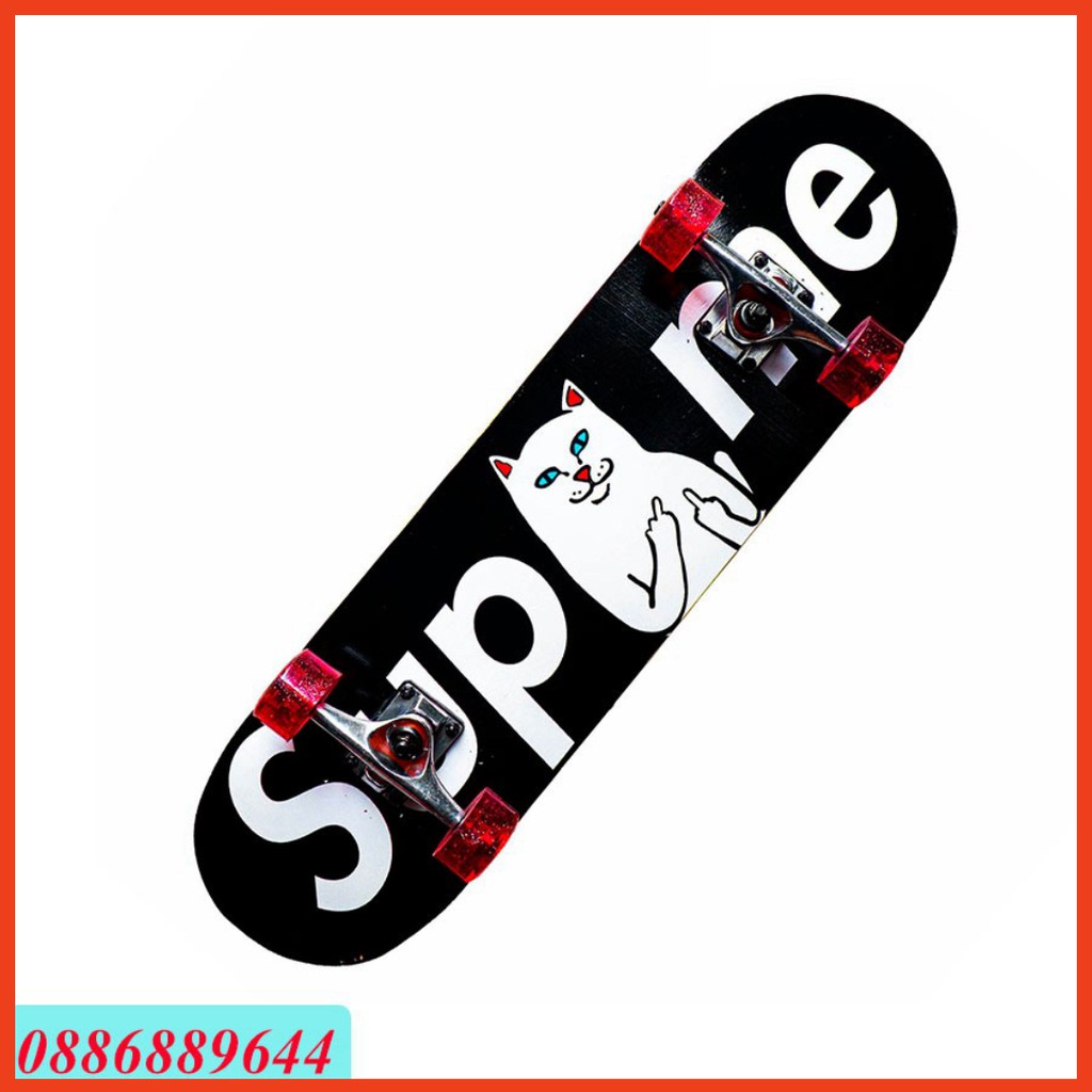 Ván Trượt SkateBoard Siêu Đẳng Mèo Trắng Đỏ 1000-18 chinhhanggiaypatin