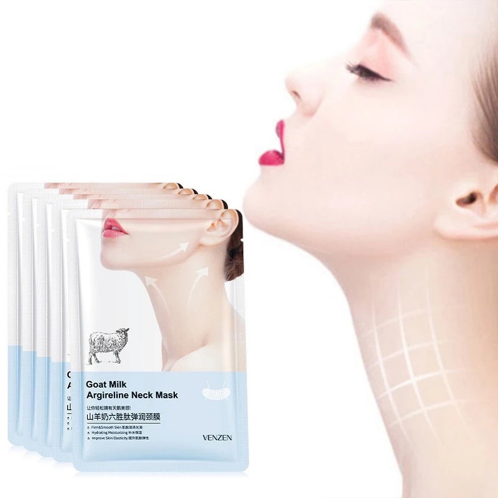 Set 10 Mặt Nạ Cổ Chiết Xuất Sữa Dê Hexapeptide Collagen Giúp Dưỡng Ẩm Làm Trắng Da Chống Nếp Nhăn Lão Hóa