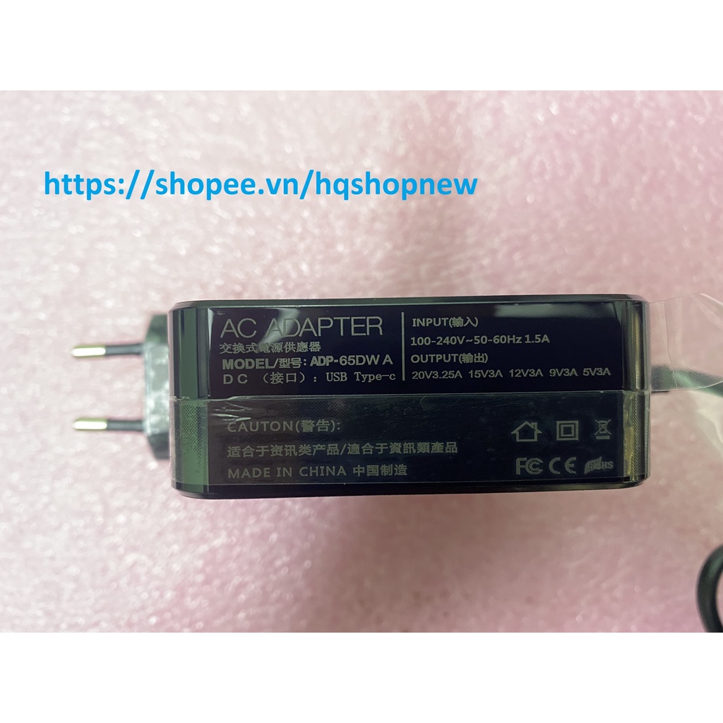 Sạc Laptop Asus 20V - 3.25A - 65W chân C type c USB C