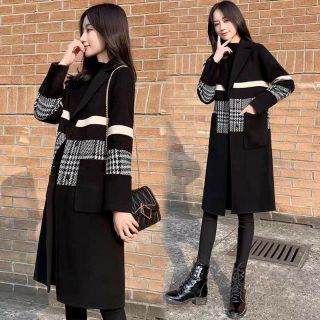 [pat]Áo dạ dáng dài kẻ karo