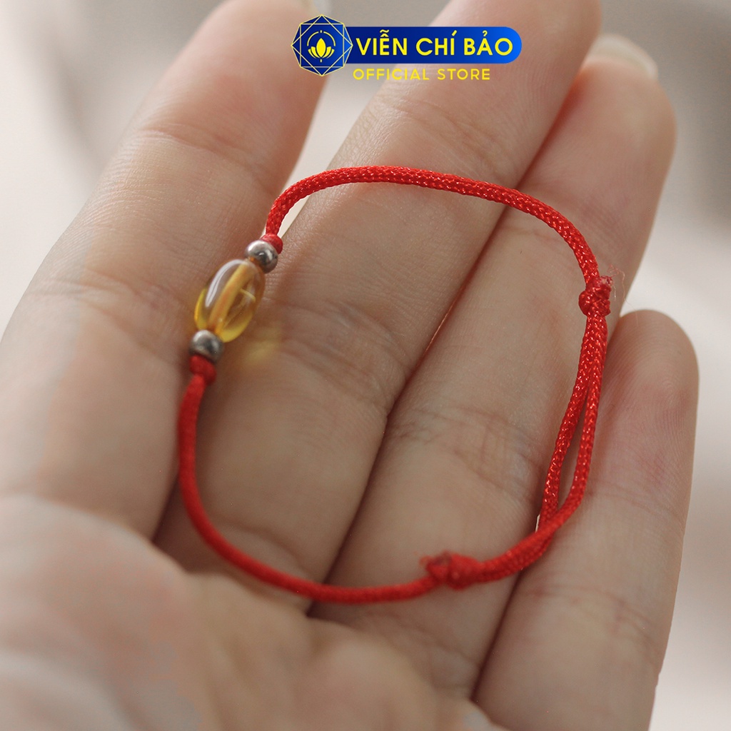 Vòng chỉ đỏ đá hổ phách trẻ em thời trang phụ kiện trang sức Viễn Chí Bảo L400083