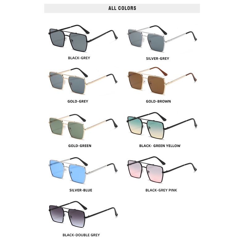 Kính Chống Nắng Gọng Vuông Kim Loại Phong Cách Retro Thời Trang Cho Nam COD