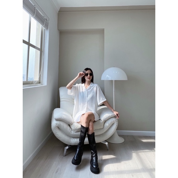 SƠ MI  ANTIDOOR CAO CẤP 100% COTTON OVERSIZE - MÀU TRẮNG - ĐEN - XANH - HÌNH THẬT SHOP CHỤP